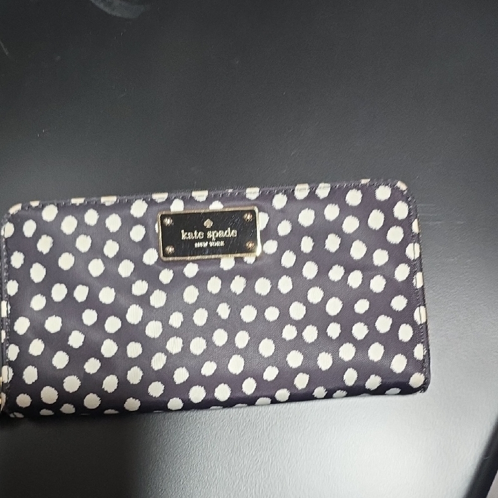 Kate Spade Navy and Cream Polka Dot Wallet